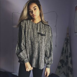 Vintage printed blouse leather details